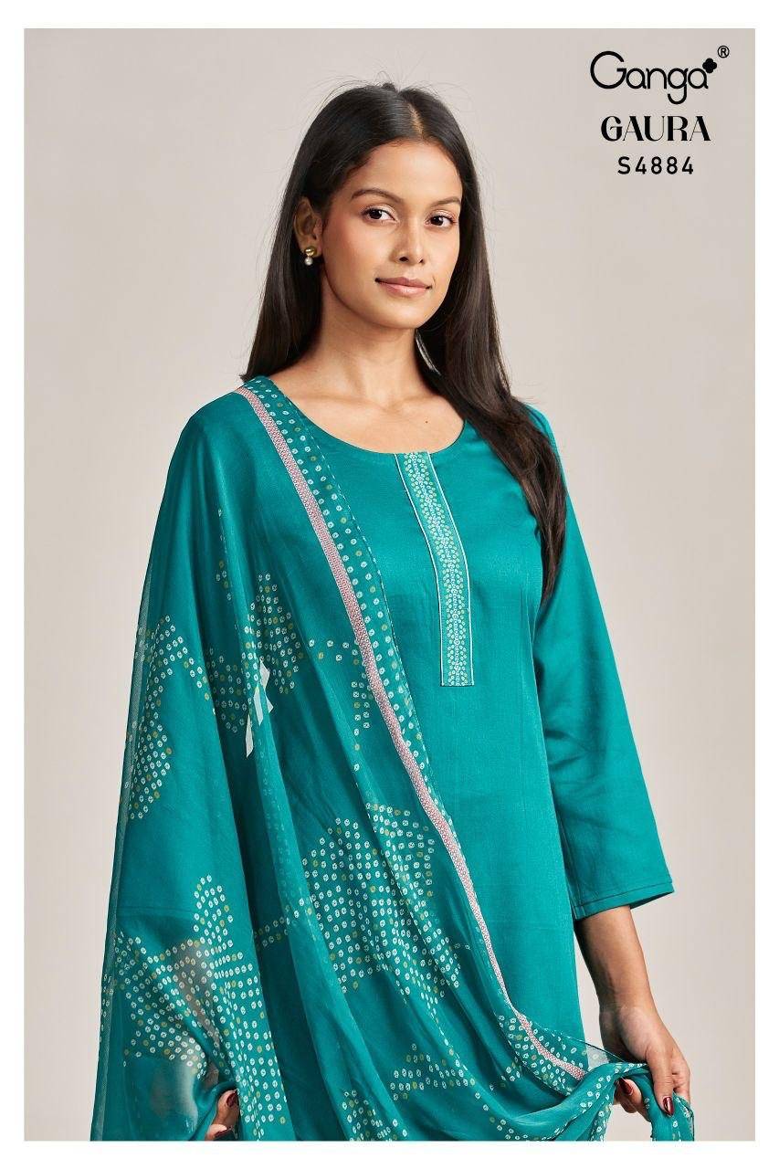 GAURA 4884 by GANGA Fashion 4884 a TO 4884 d SERIES Stylish Beautiful Colourful PREMIUM PURE COTTON Dresses At Wholesale Price